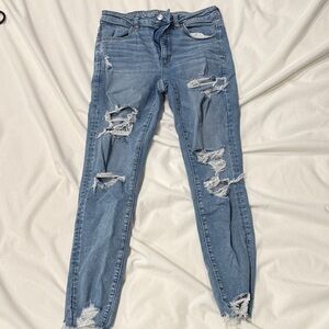 American Eagle Outfitters Light Blue Distressed Skinny Jeans